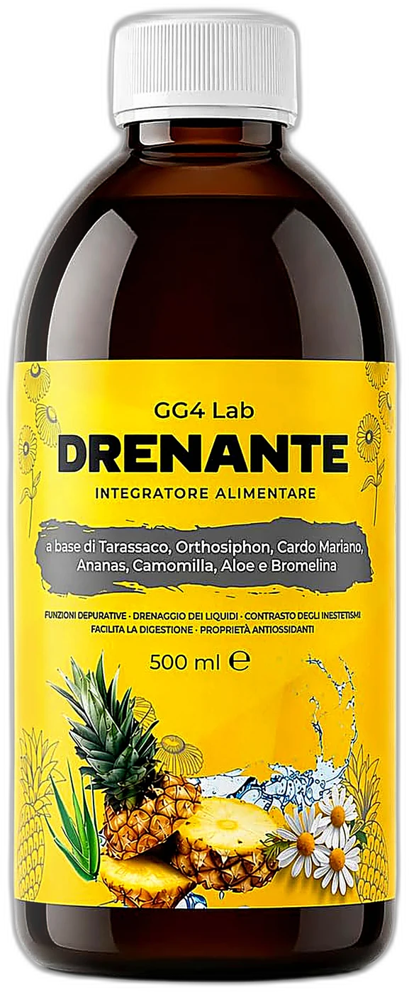 Flacone di Drenante Forte GG4Lab 500 ml con l'etichetta reale